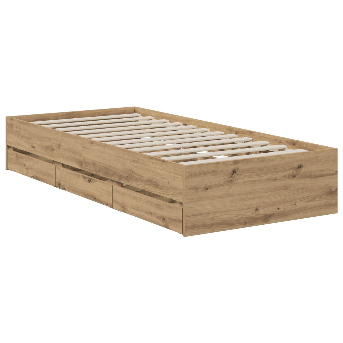Bed Frame with Storage Artisan Oak 90 x 200 cm Engineered wood