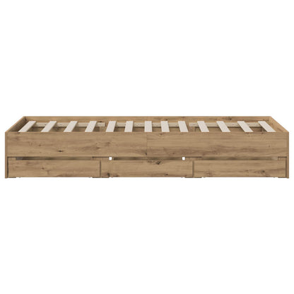 Bed Frame with Storage Artisan Oak 90 x 200 cm Engineered wood