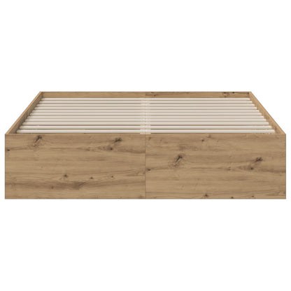 Bed Frame with Storage Artisan Oak 140 x 190 cm Engineered wood