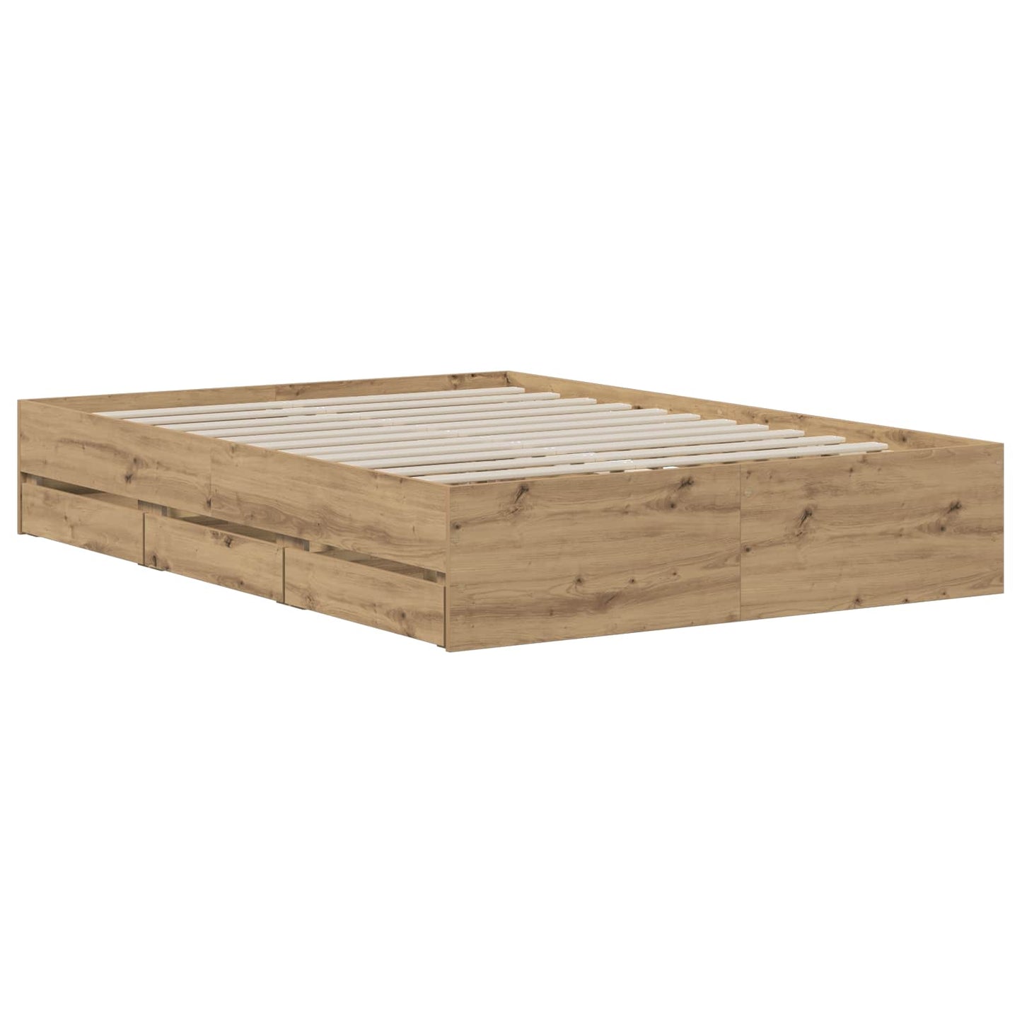 Bed Frame with Storage Artisan Oak 135 x 190 cm Engineered wood