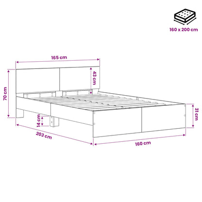 Bed Frame with Headboard Old Wood 160 x 200 cm Engineered wood