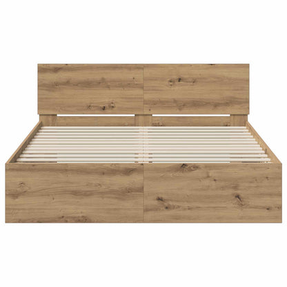 Bed Frame with Headboard Artisan Oak 160 x 200 cm