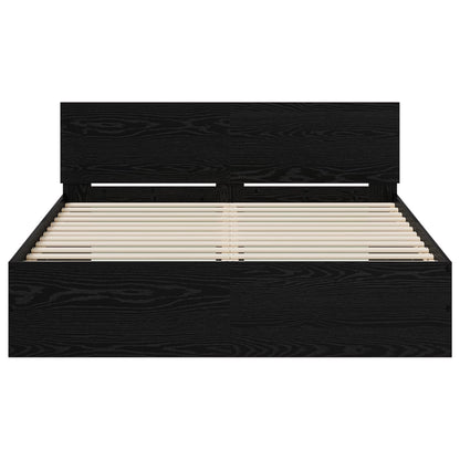 Bed Frame with Headboard Black Oak 140 x 200 cm Engineered wood