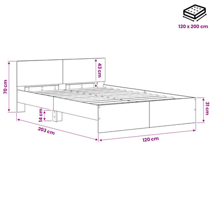 Bed Frame with Headboard Artisan Oak 120 x 200 cm