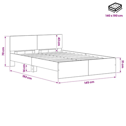 Bed Frame with Headboard Artisan Oak 140 x 190 cm