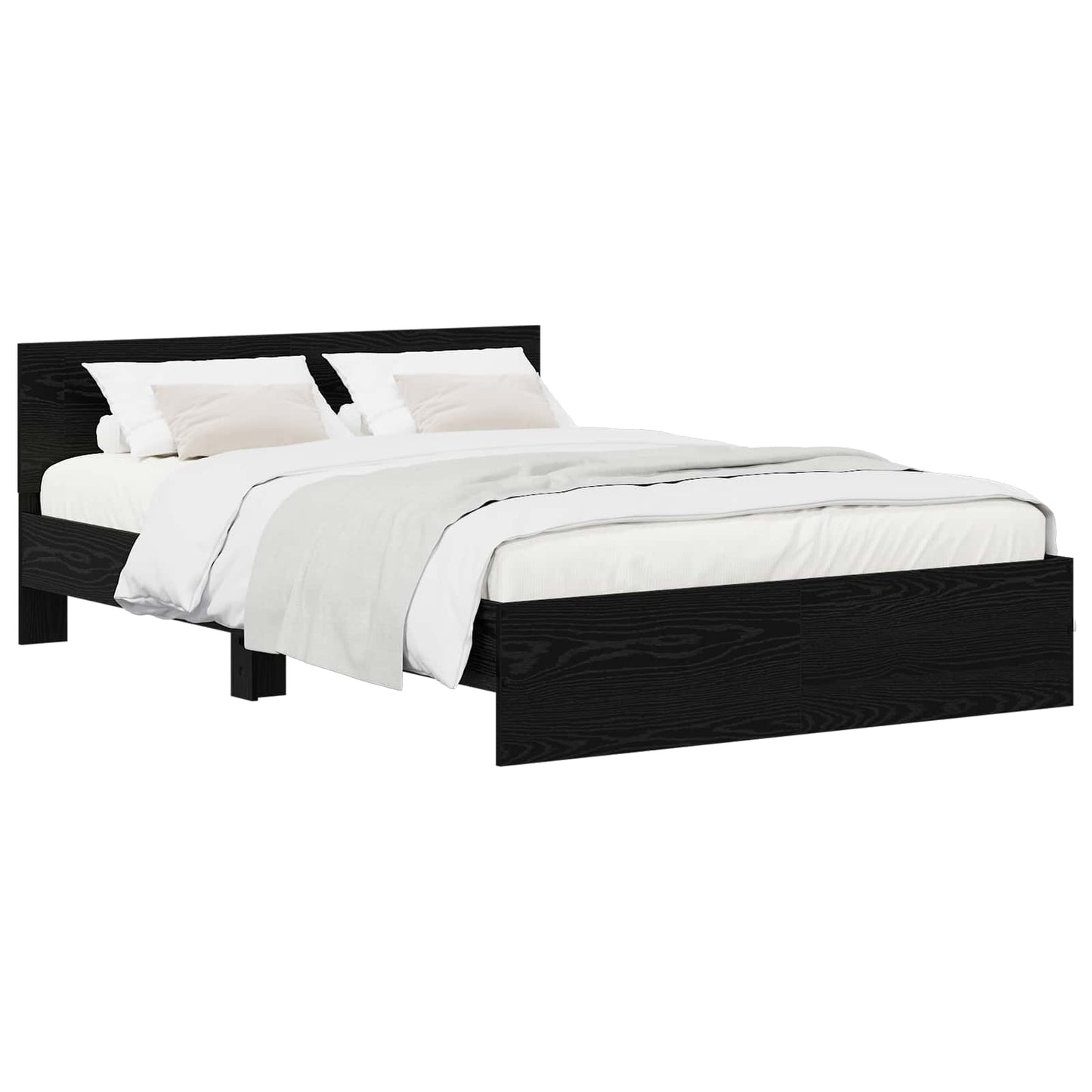 Bed Frame with Headboard Black Oak 140 x 190 cm Engineered wood
