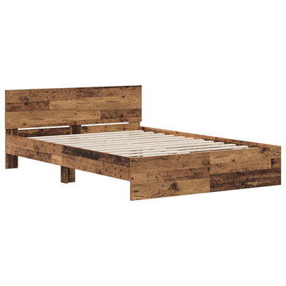 Bed Frame with Headboard Old Wood 135 x 190 cm Engineered wood