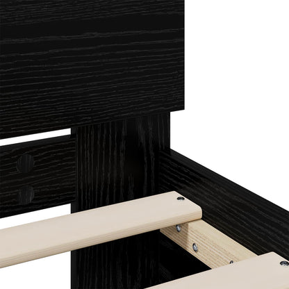 Bed Frame with Headboard Black Oak 135 x 190 cm Engineered wood