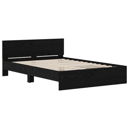 Bed Frame with Headboard Black Oak 135 x 190 cm Engineered wood