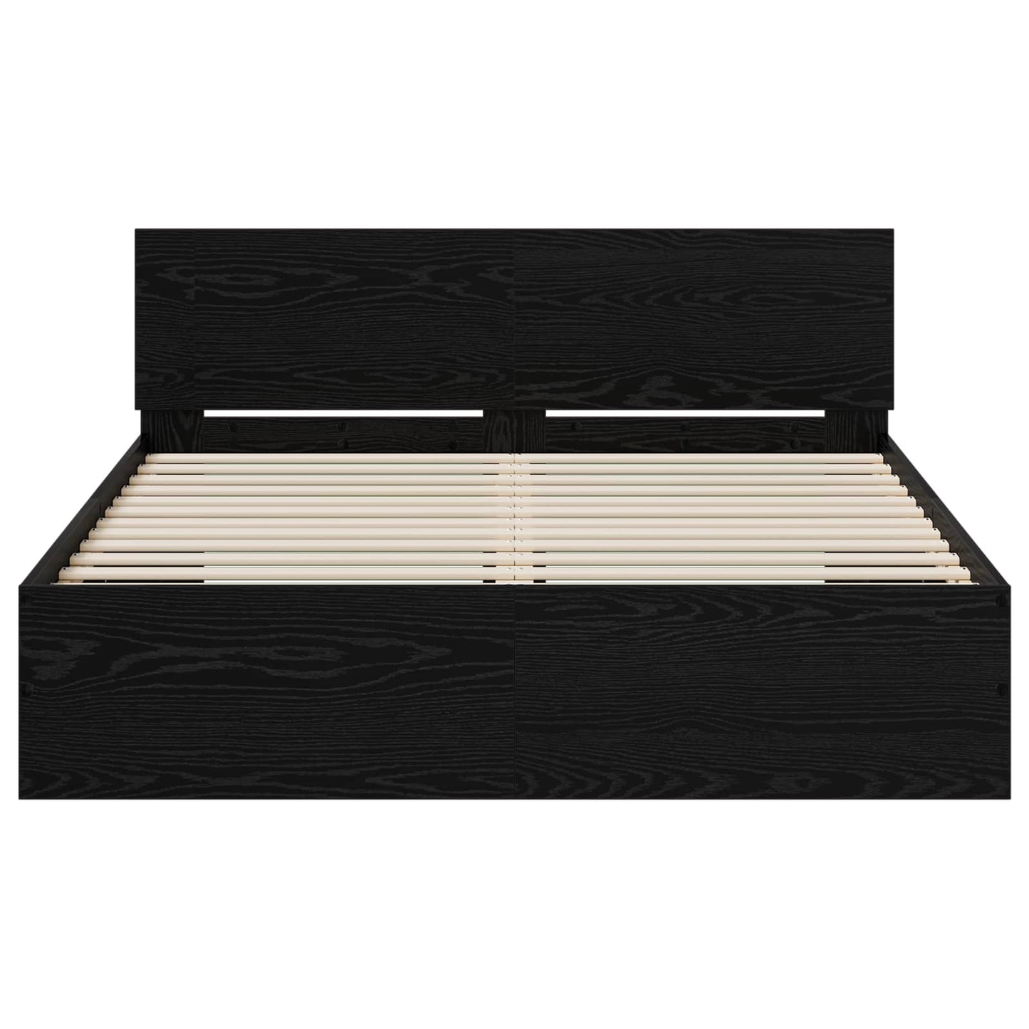 Bed Frame with Headboard Black Oak 135 x 190 cm Engineered wood