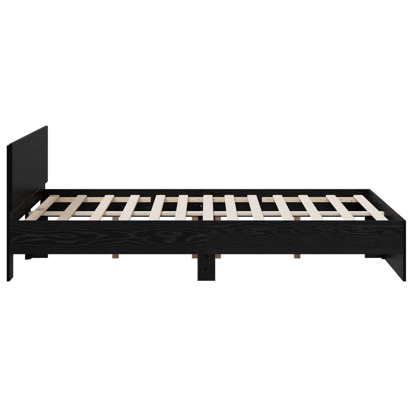Bed Frame with Headboard Black Oak 135 x 190 cm Engineered wood