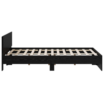 Bed Frame with Headboard Black Oak 135 x 190 cm Engineered wood