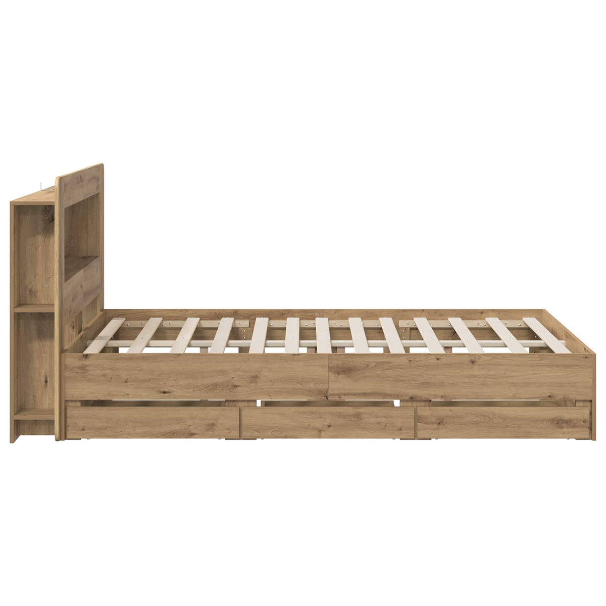 Bed Frame with Storage and Headboard Artisan Oak 120 x 200 cm