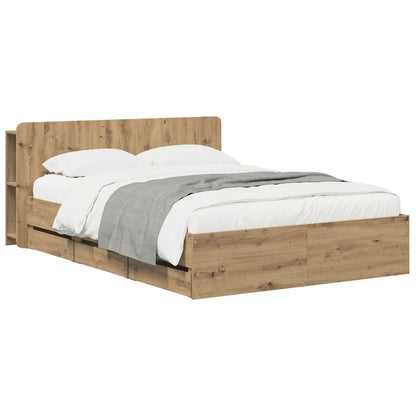 Bed Frame with Storage and Headboard Artisan Oak 120 x 200 cm
