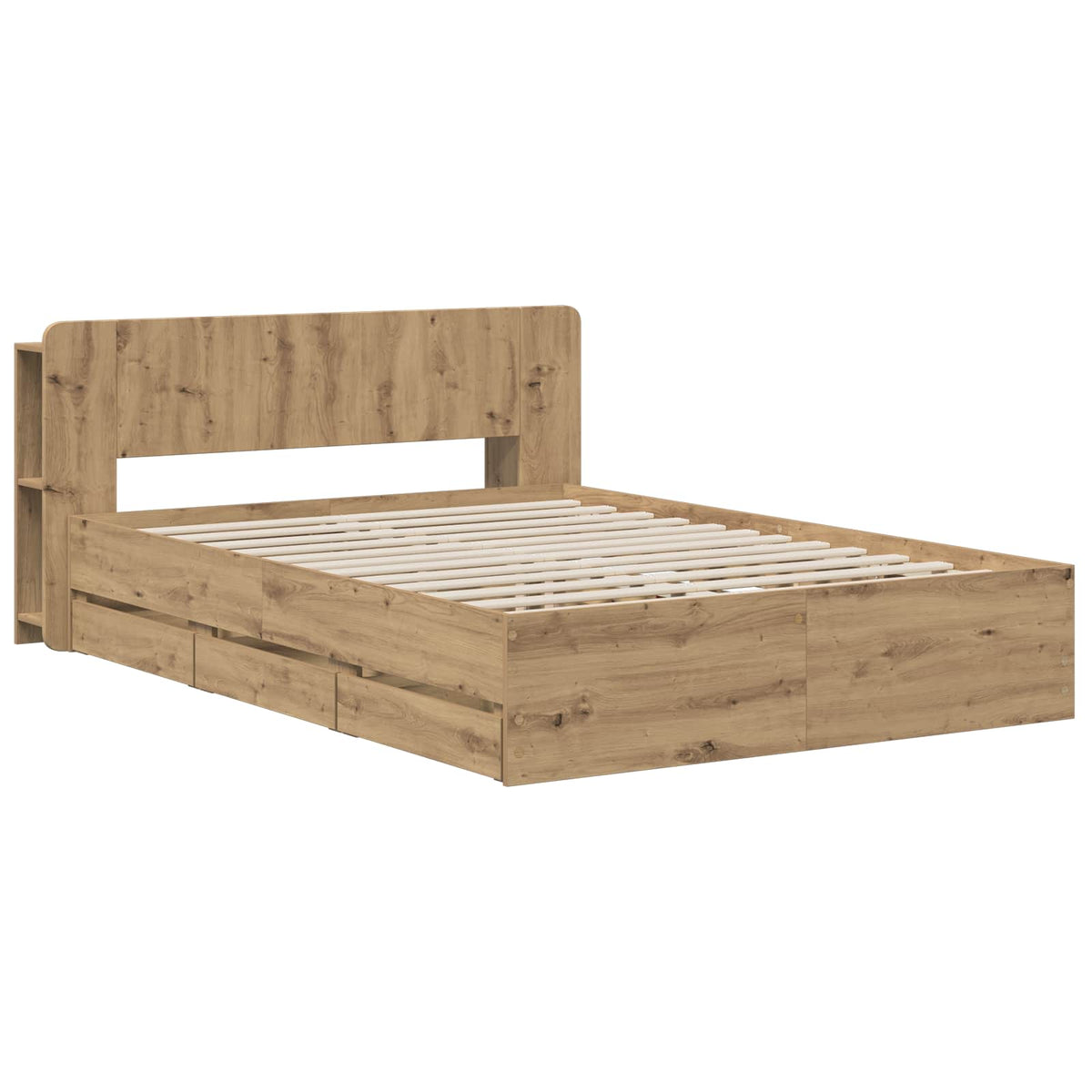 Bed Frame with Storage and Headboard Artisan Oak 120 x 200 cm