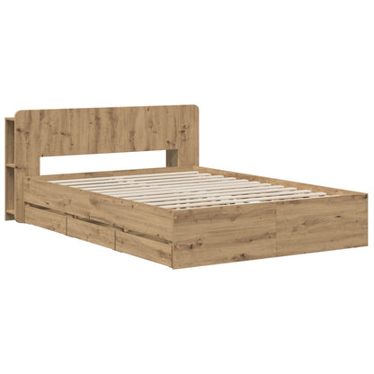 Bed Frame with Storage and Headboard Artisan Oak 120 x 200 cm