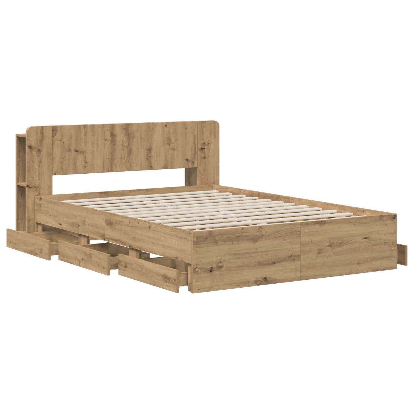 Bed Frame with Storage and Headboard Artisan Oak 120 x 200 cm