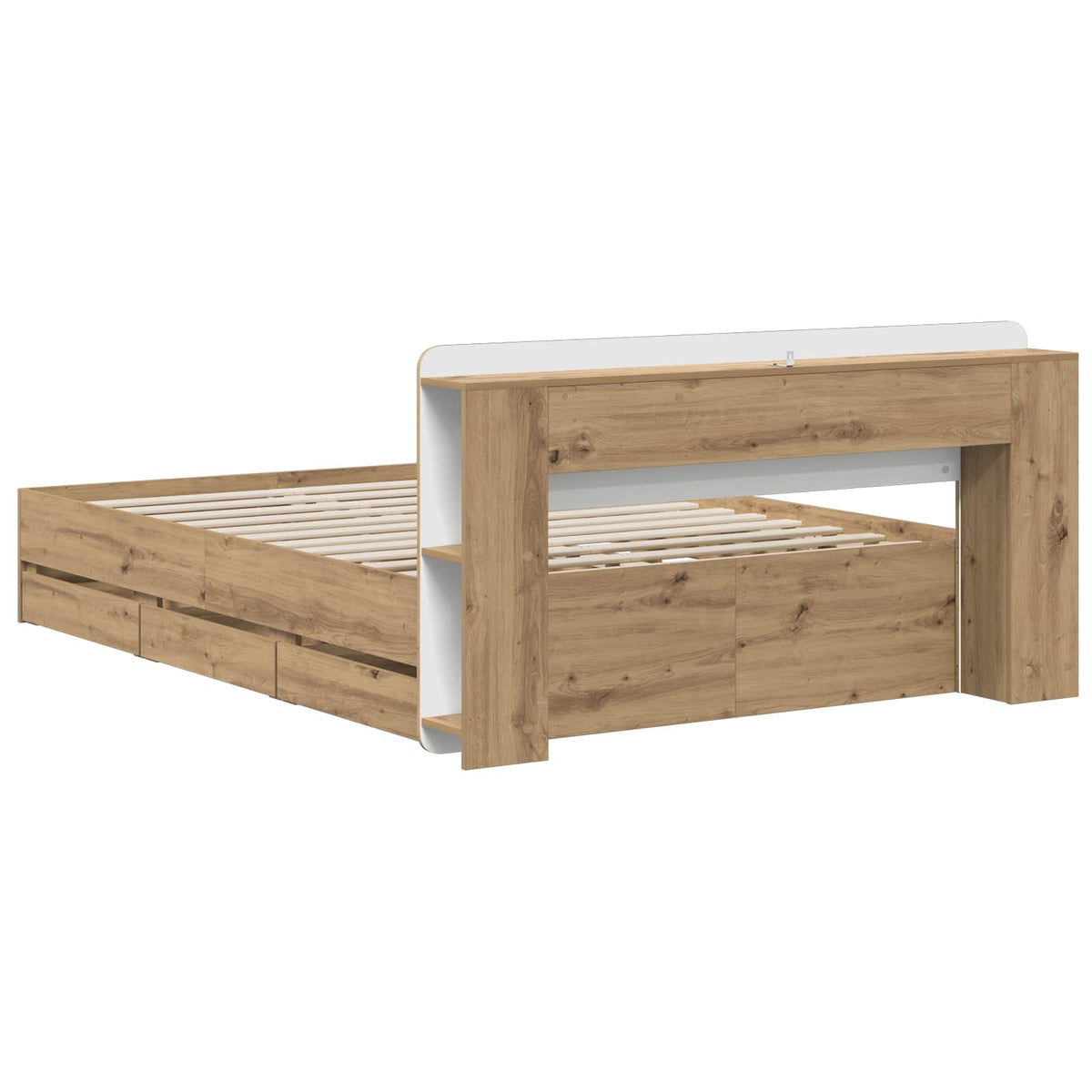 Bed Frame with Storage and Headboard Artisan Oak 120 x 200 cm