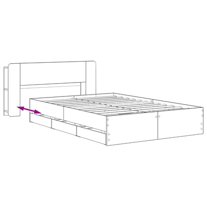 Bed Frame with Storage and Headboard Artisan Oak 120 x 200 cm