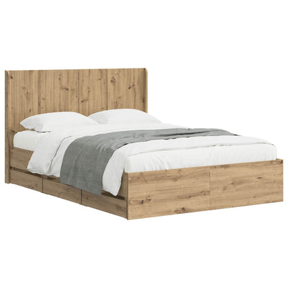 Bed Frame with Storage and Headboard Artisan Oak 120 x 200 cm
