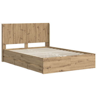 Bed Frame with Storage and Headboard Artisan Oak 120 x 200 cm