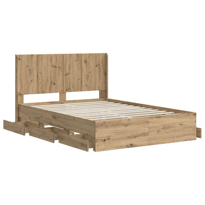 Bed Frame with Storage and Headboard Artisan Oak 120 x 200 cm