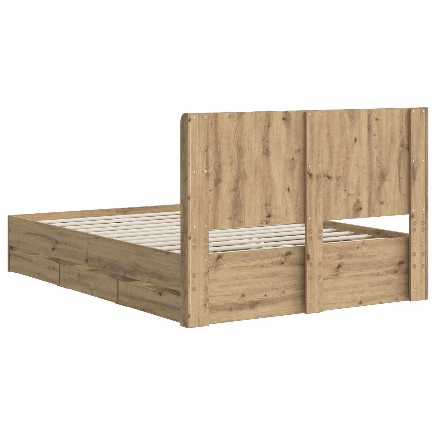 Bed Frame with Storage and Headboard Artisan Oak 120 x 200 cm