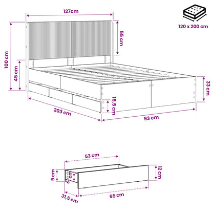 Bed Frame with Storage and Headboard Artisan Oak 120 x 200 cm