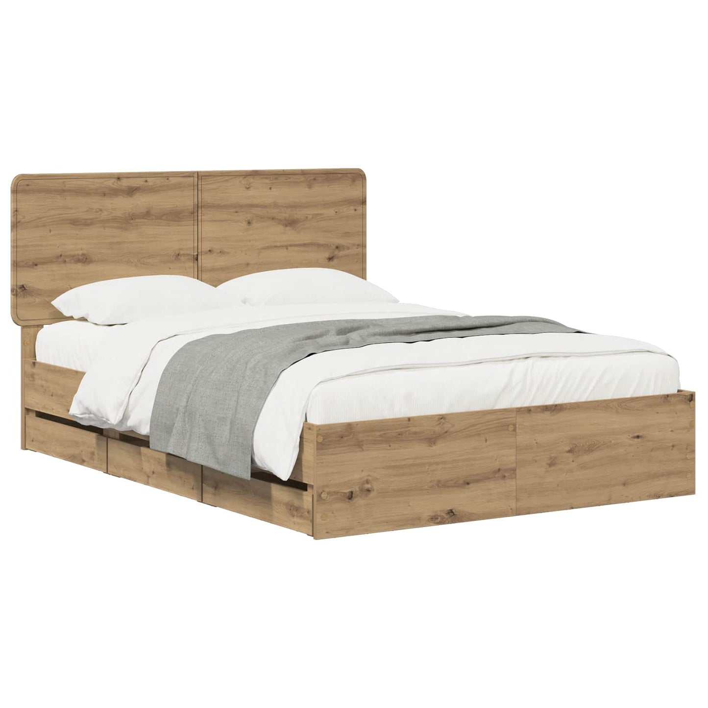 Bed Frame with Storage and Headboard Artisan Oak 120 x 200 cm