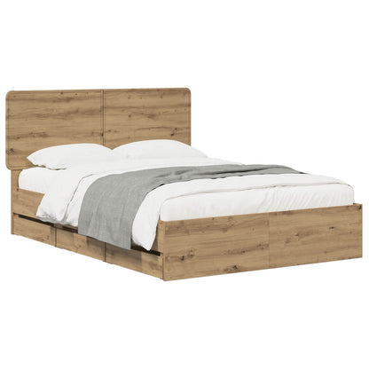 Bed Frame with Storage and Headboard Artisan Oak 120 x 200 cm