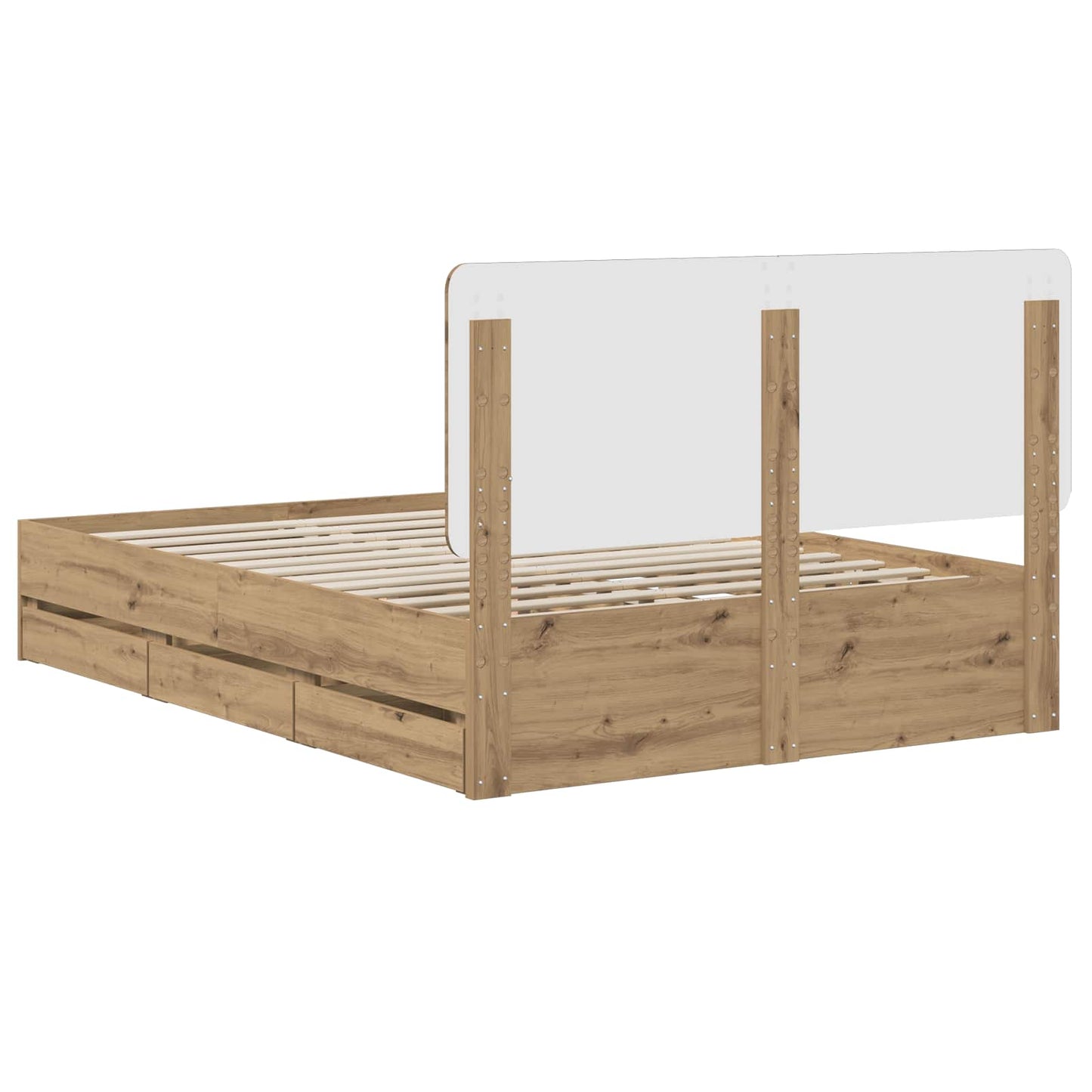 Bed Frame with Storage and Headboard Artisan Oak 120 x 200 cm