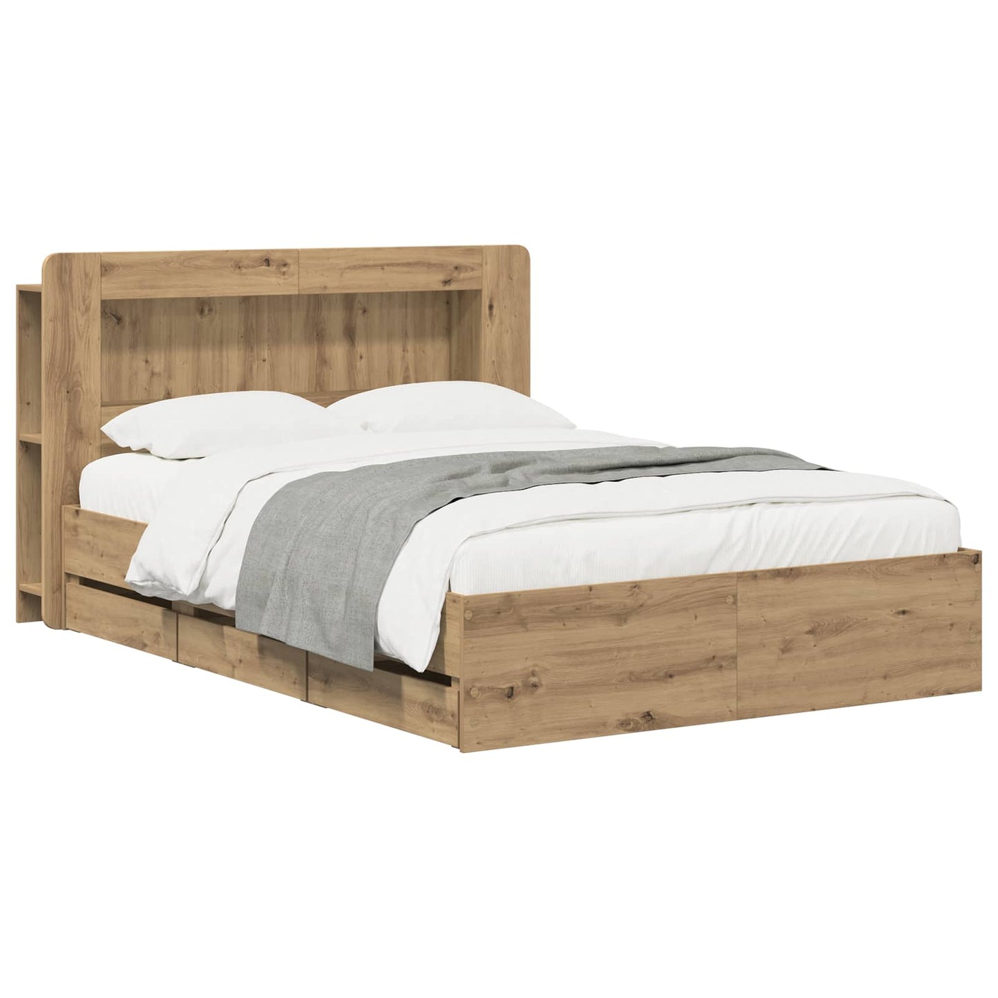 Bed Frame with Storage and Headboard Artisan Oak 150 x 200 cm