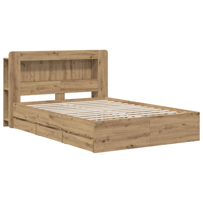 Bed Frame with Storage and Headboard Artisan Oak 150 x 200 cm