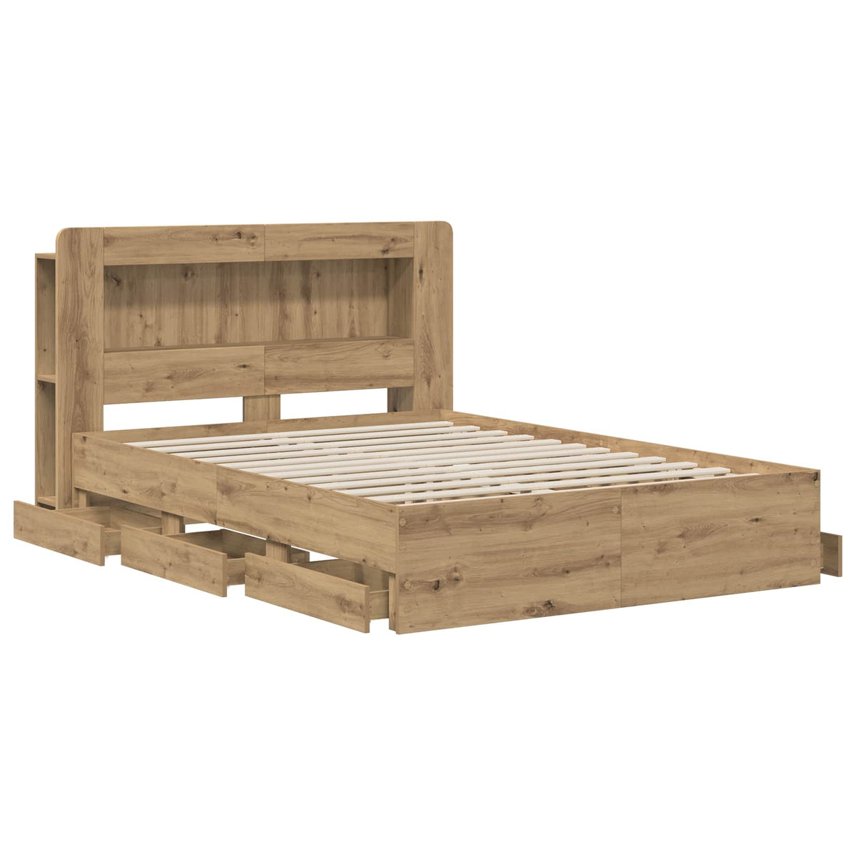 Bed Frame with Storage and Headboard Artisan Oak 150 x 200 cm