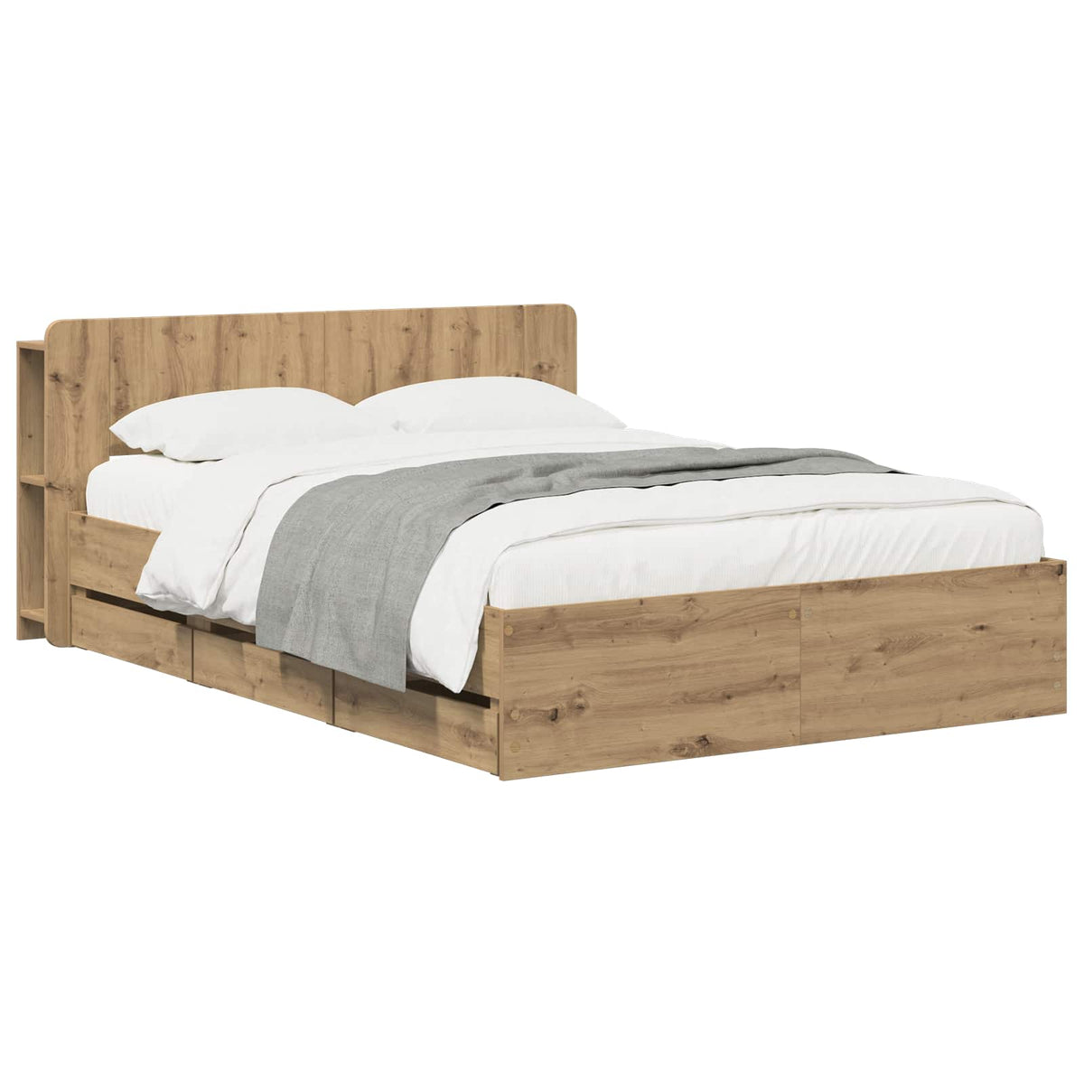 Bed Frame with Storage and Headboard Artisan Oak 160 x 200 cm