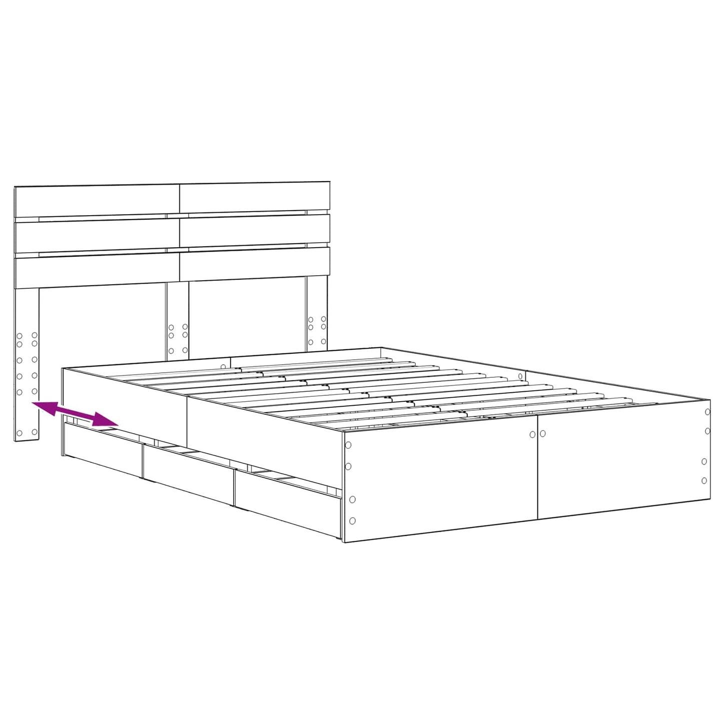 Bed Frame with Storage and Headboard Artisan Oak 160 x 200 cm