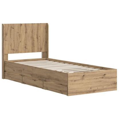 Bed Frame with Storage and Headboard Artisan Oak 90 x 200 cm