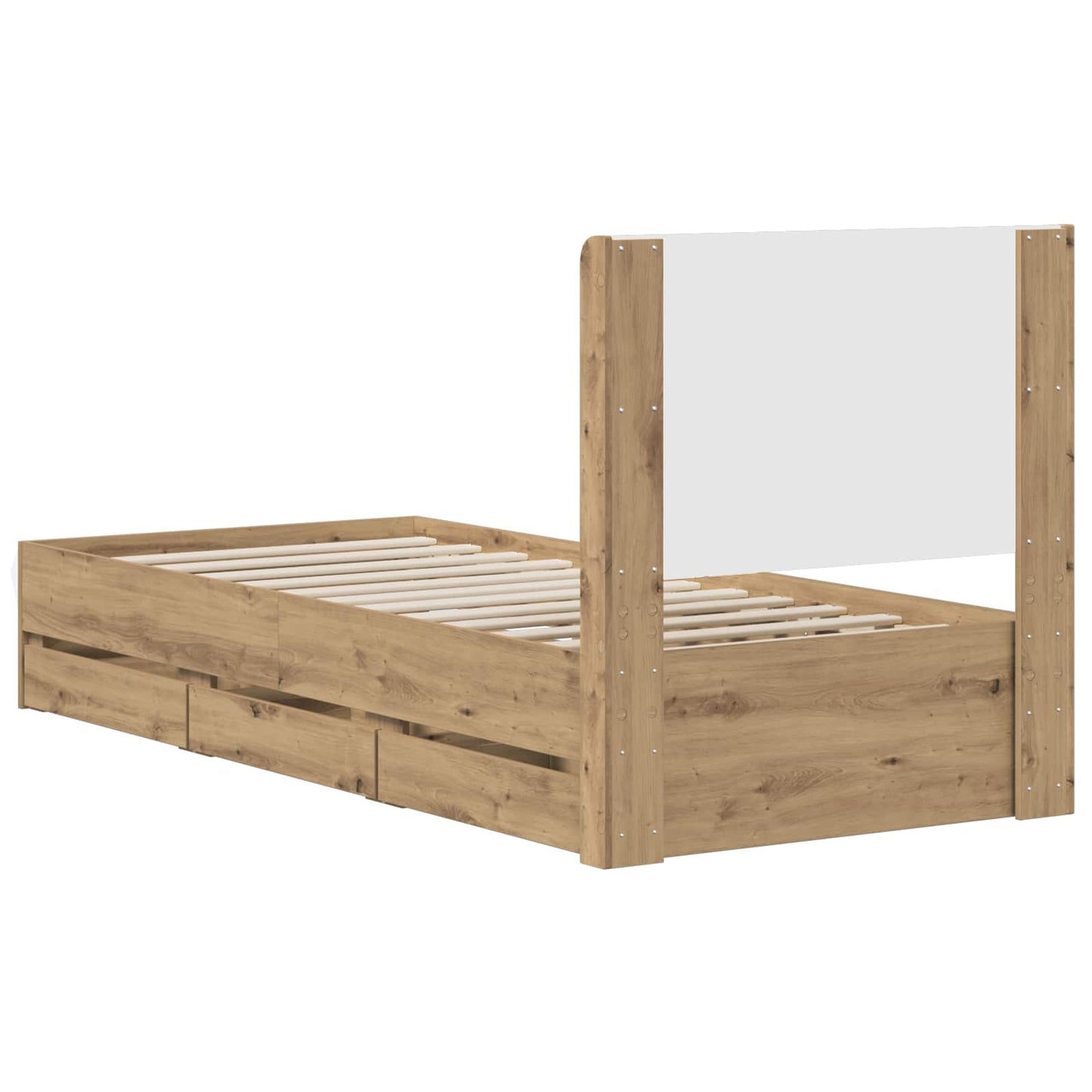 Bed Frame with Storage and Headboard Artisan Oak 90 x 200 cm