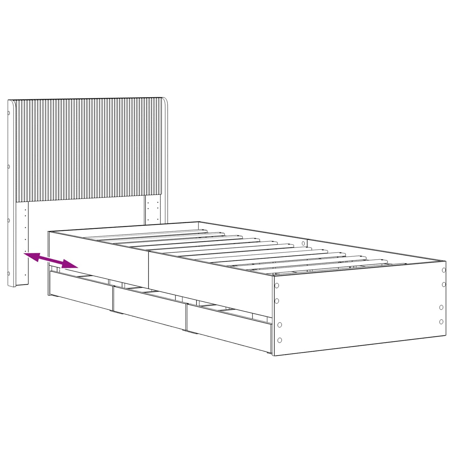 Bed Frame with Storage and Headboard Artisan Oak 90 x 200 cm
