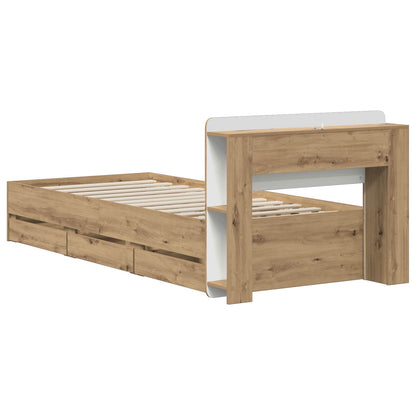 Bed Frame with Storage and Headboard Artisan Oak 90 x 200 cm
