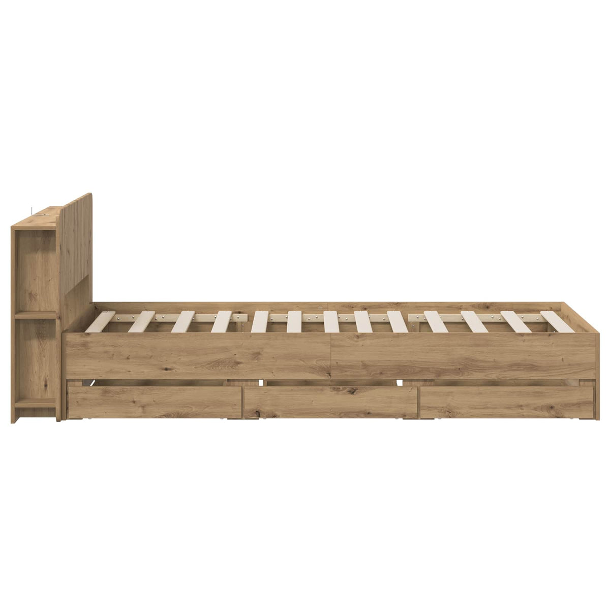 Bed Frame with Storage and Headboard Artisan Oak 90 x 200 cm