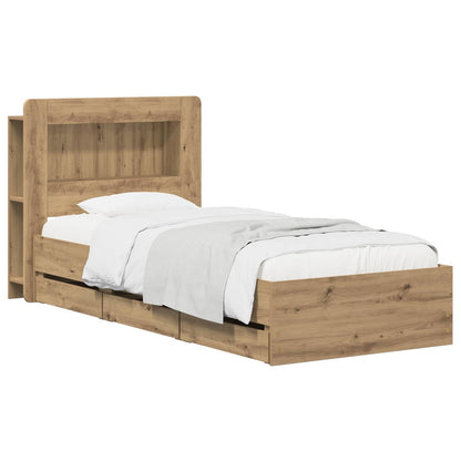 Bed Frame with Storage and Headboard Artisan Oak 90 x 200 cm