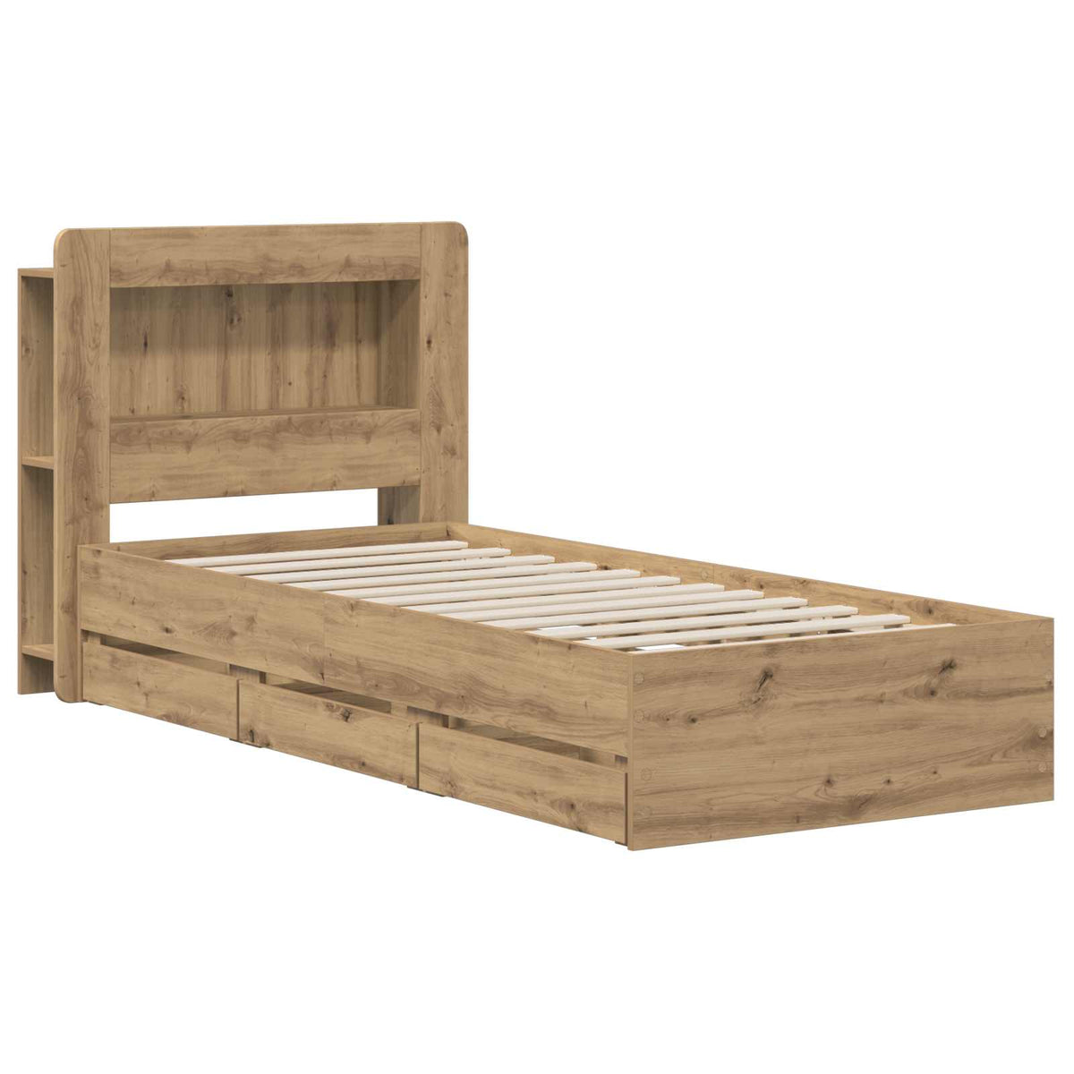 Bed Frame with Storage and Headboard Artisan Oak 90 x 200 cm