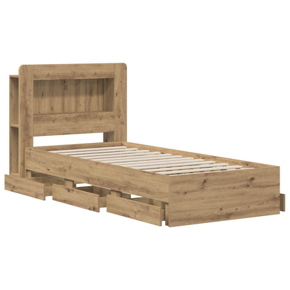 Bed Frame with Storage and Headboard Artisan Oak 90 x 200 cm