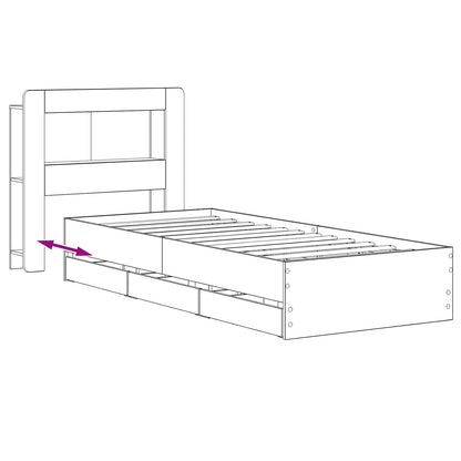 Bed Frame with Storage and Headboard Artisan Oak 90 x 200 cm