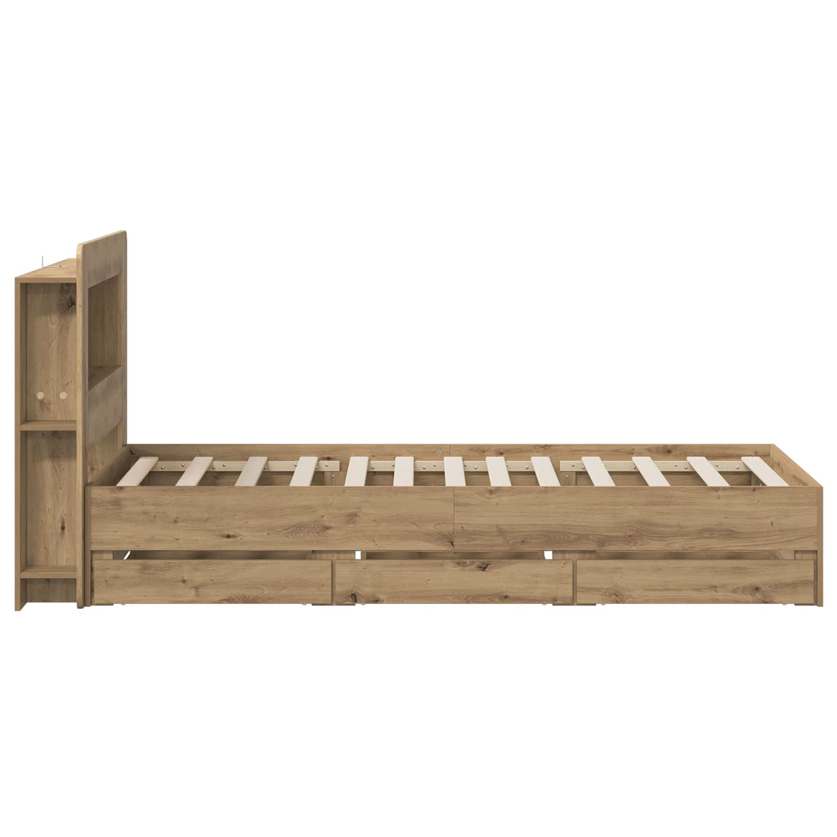Bed Frame with Storage and Headboard Artisan Oak 90 x 200 cm