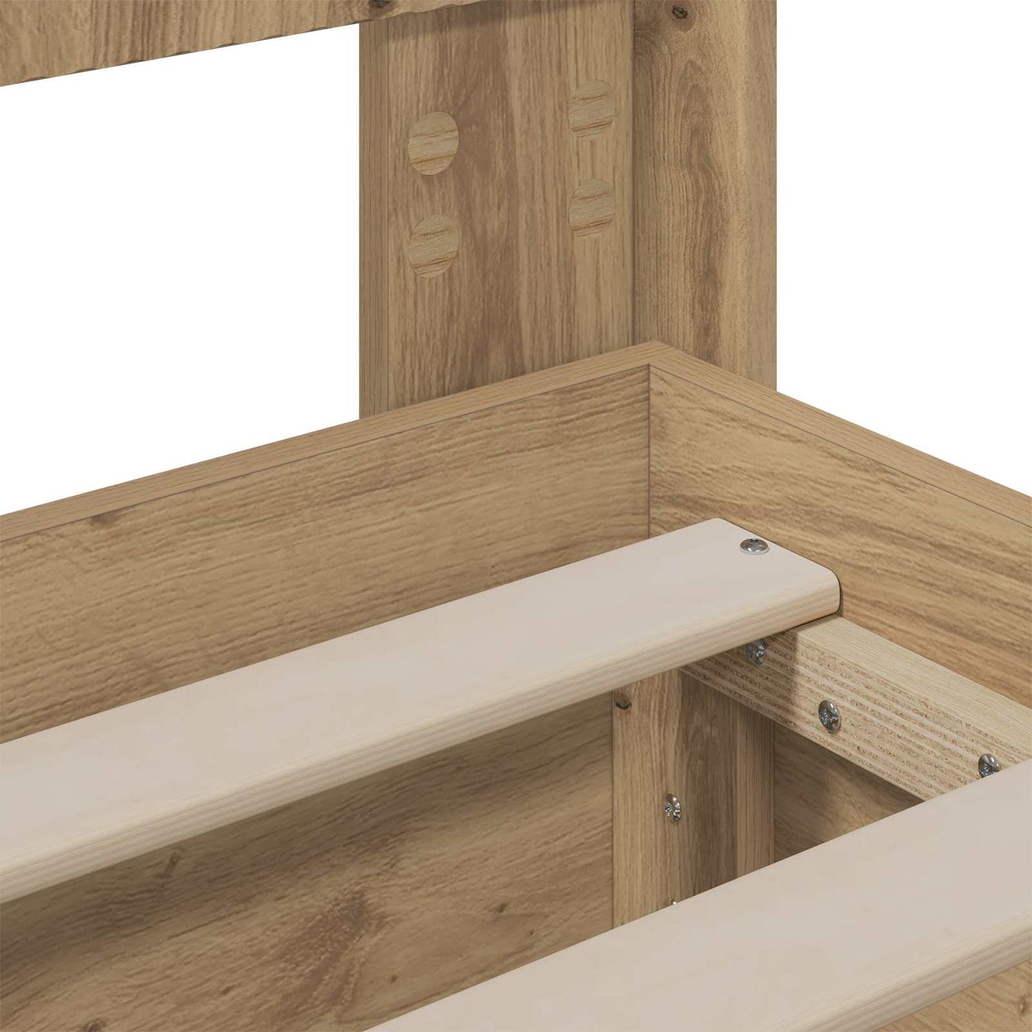 Bed Frame with Storage and Headboard Artisan Oak 140 x 190 cm