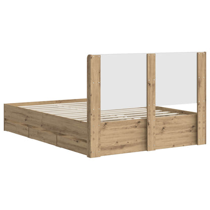 Bed Frame with Storage and Headboard Artisan Oak 140 x 190 cm