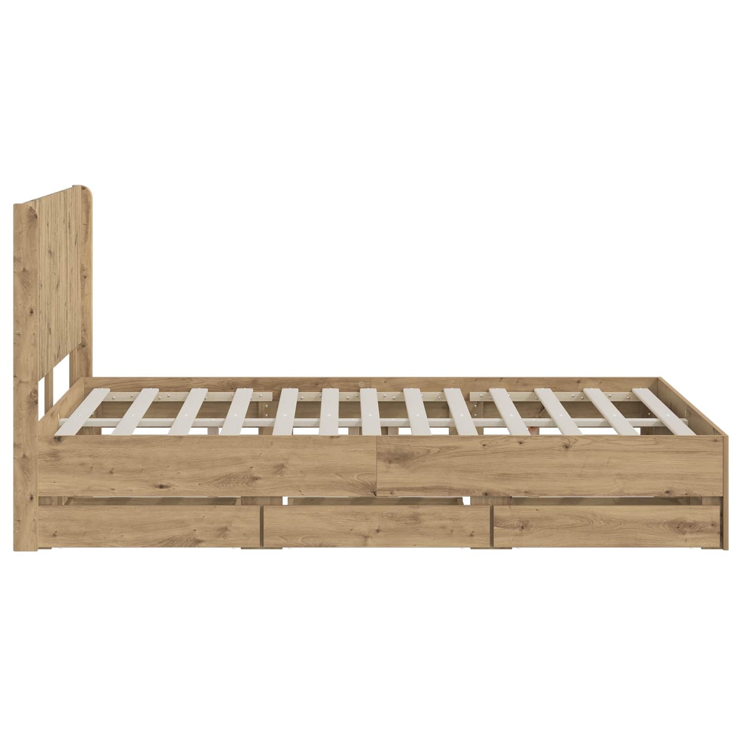 Bed Frame with Storage and Headboard Artisan Oak 140 x 190 cm