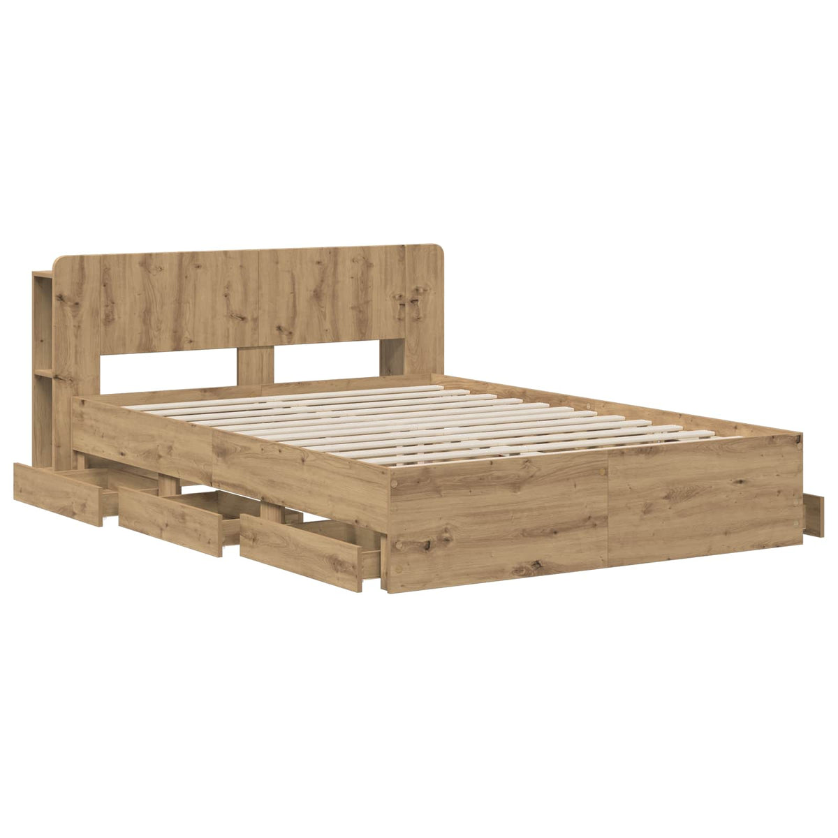 Bed Frame with Storage and Headboard Artisan Oak 140 x 190 cm
